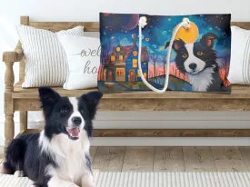 Artist-Inspired Border Collie Dog Art Large Market Tote Bag