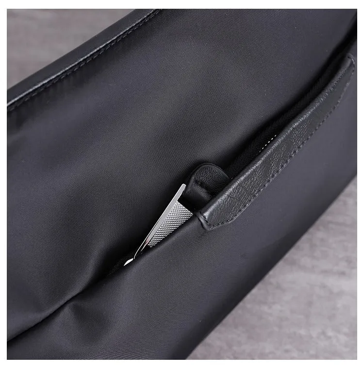 Black Crossbody Nylon Bag Mens Black Nylon Crossbody Bag Womens Leather Nylon Shoulder Bag
