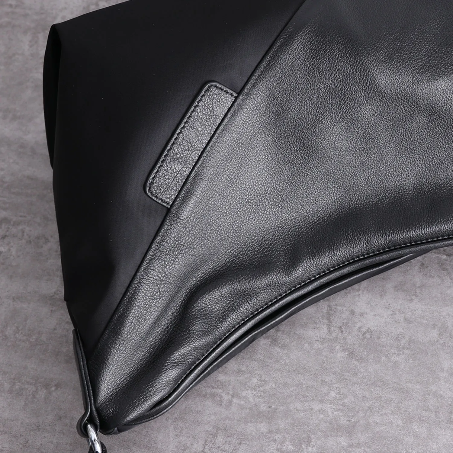 Black Crossbody Nylon Bag Mens Black Nylon Crossbody Bag Womens Leather Nylon Shoulder Bag