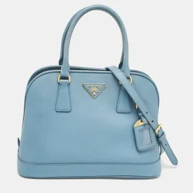 Blue Saffiano Lux Leather Medium Promenade Bag