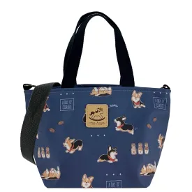 Blue Tricolor Corgi Mini Travel Tote