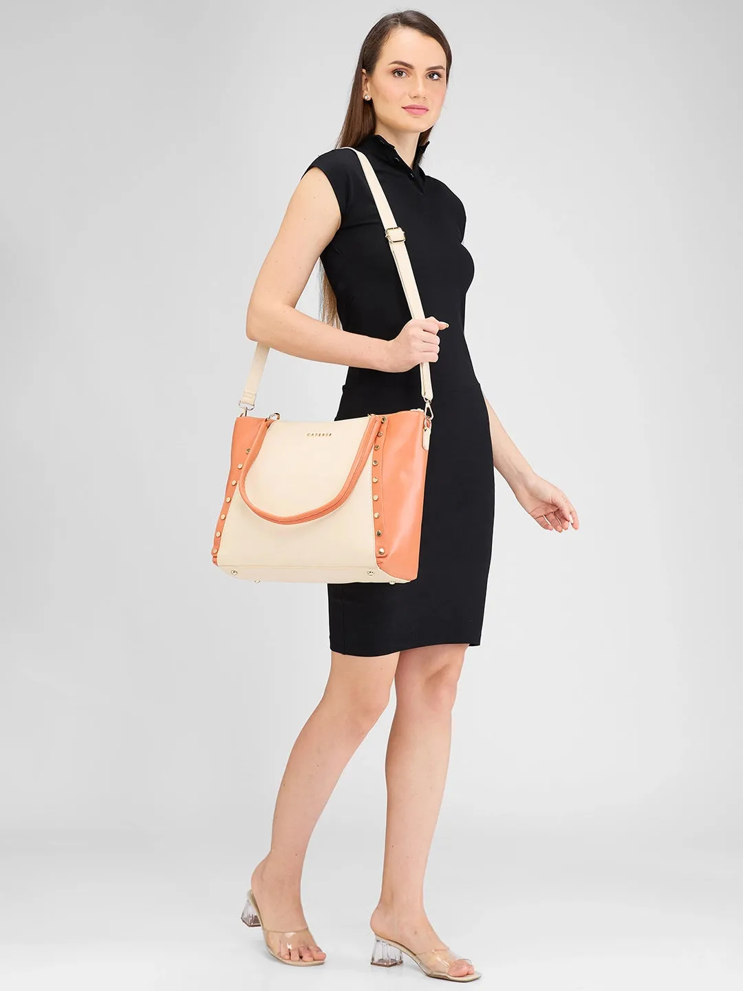 Caprese Shelby Laptop Tote Large Beige