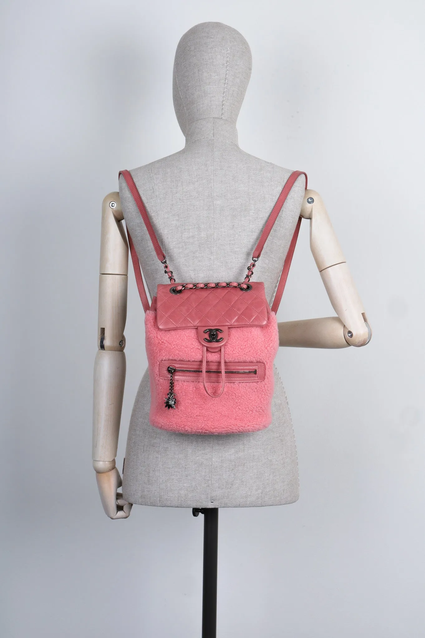 CHANEL Mountain Backpack Shearling Pink