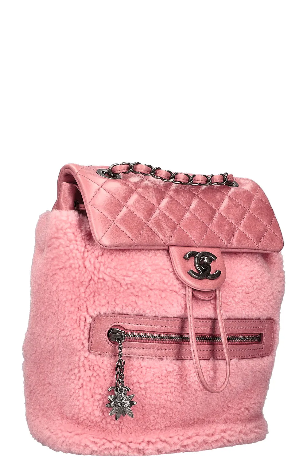 CHANEL Mountain Backpack Shearling Pink