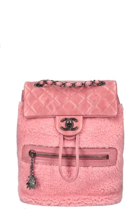 CHANEL Mountain Backpack Shearling Pink