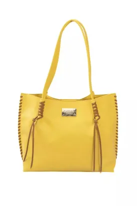 Chic Yellow Handbag with Golden Accents