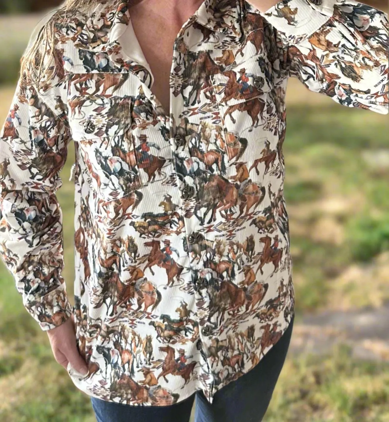 Cowgirl Button Up Shirt, Western Corduroy Shirt