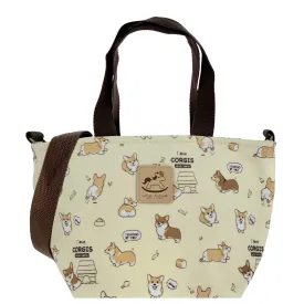 Cream Corgi Puppy Mini Travel Tote