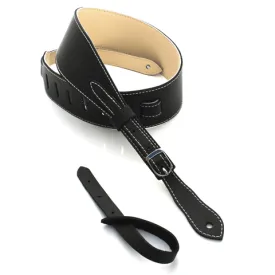 DSL Guitar Strap Leather 2.5" Black top/beige backing GET25 Buckle