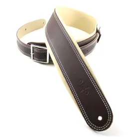 DSL Guitar Strap Leather 2.5" Brown top/beige backing GEB25 Buckle