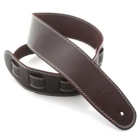 DSL Guitar Strap Leather 2.5" Dark Brown/Beige stitching SGE25