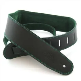 DSL Guitar Strap Leather 2.5" Green suede backing GES25