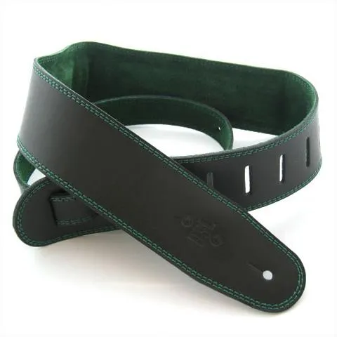 DSL Guitar Strap Leather 2.5" Green suede backing GES25