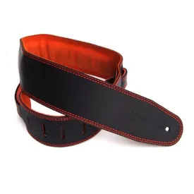 DSL Guitar Strap Leather 2.5" Orange suede backing GES25