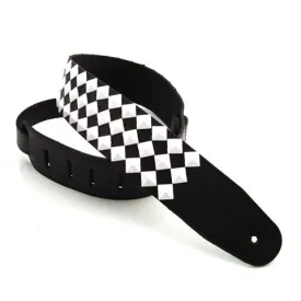 DSL Guitar Strap Leather 2.5" White 24 Rows of 15mm Pyramids