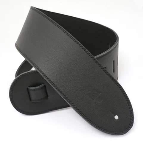 DSL Guitar Strap Leather 3.5" Black Garment Leather backing GLG35