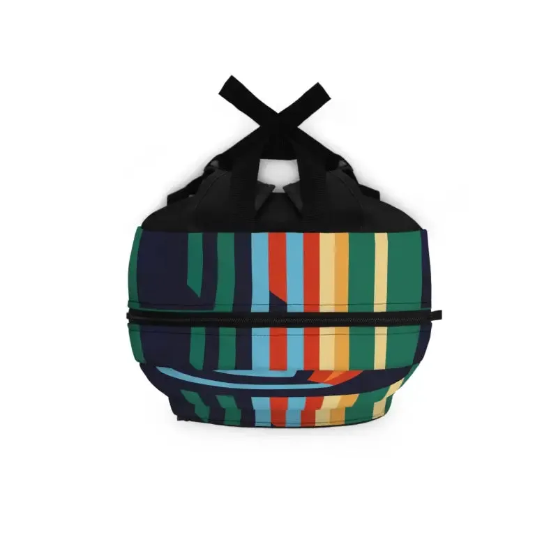 Durable Colorful Lines Pattern Backpack