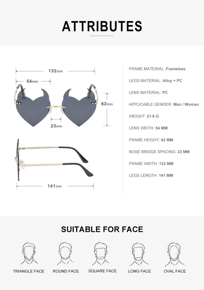 Halloween Devil Hearts Funky Sunglasses