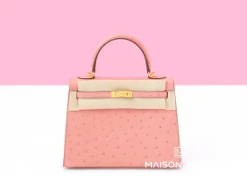 Hermes Kelly Sellier 25 Terre Cuite Ostrich Handbag