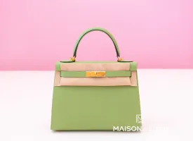Hermes Vert Criquet Sellier Epsom Kelly 28 Handbag