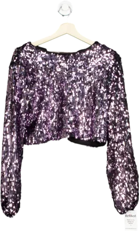H:ours Purple Sequin Crop Top S