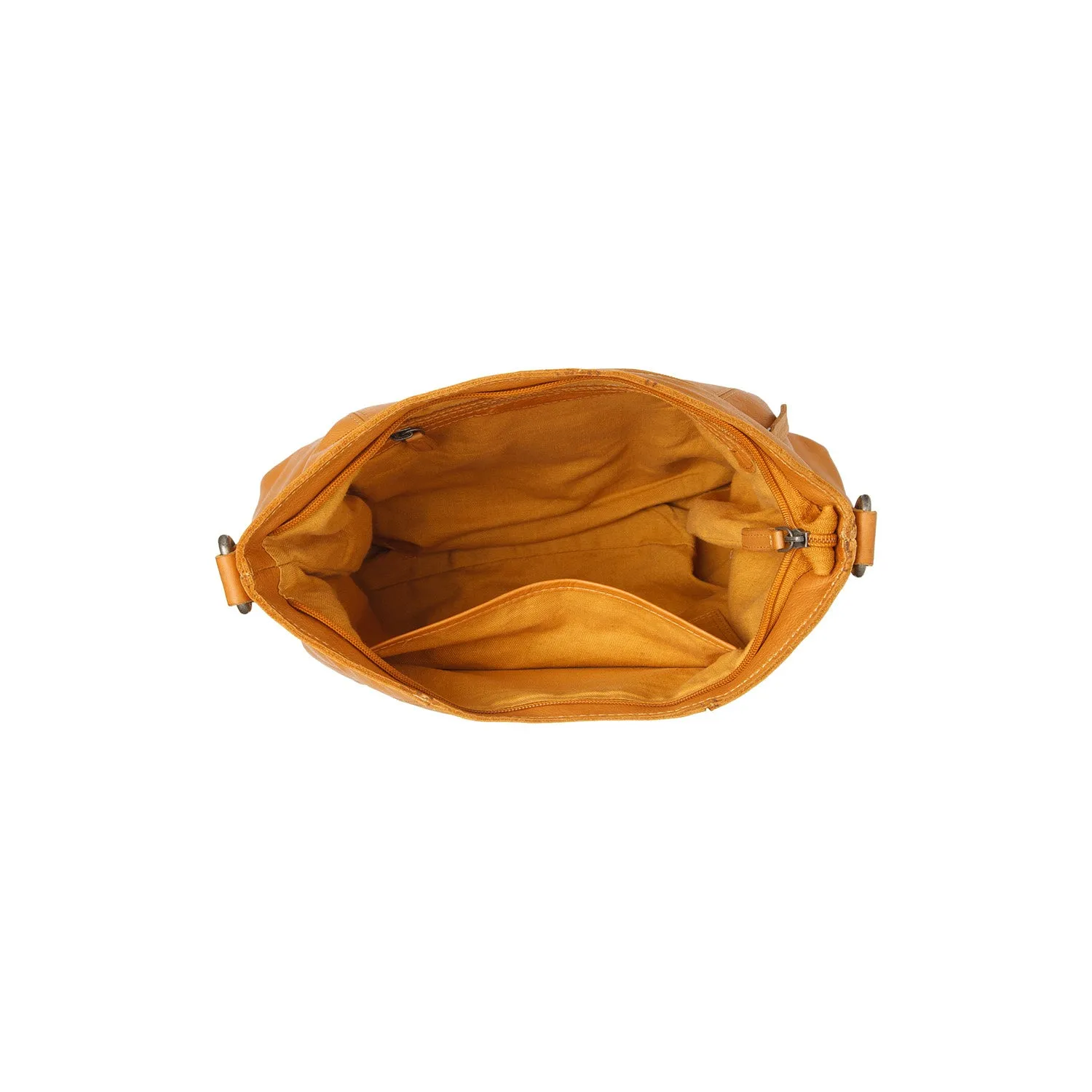 Leather Shoulder Bag Ocher Yellow Sintra