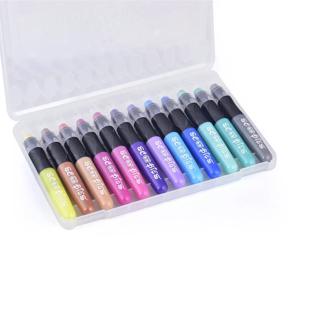 Metallic Silk Crayons | Water Soluable | 12 Flamboyant Shades | Vivid DIY Art & Craft | Safe & Skin Friendly