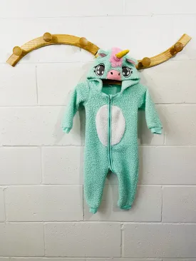 Minty Fuzzy Unicorn Onesie, 6-12 months