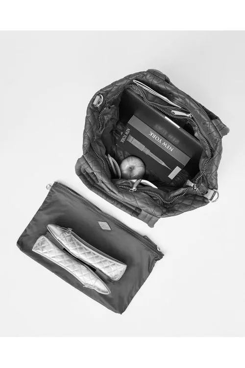 MZ Wallace Metro Tote Deluxe Medium Quilted Bag 1260X2129 | Pewter Metallic