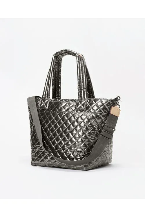 MZ Wallace Metro Tote Deluxe Medium Quilted Bag 1260X2129 | Pewter Metallic