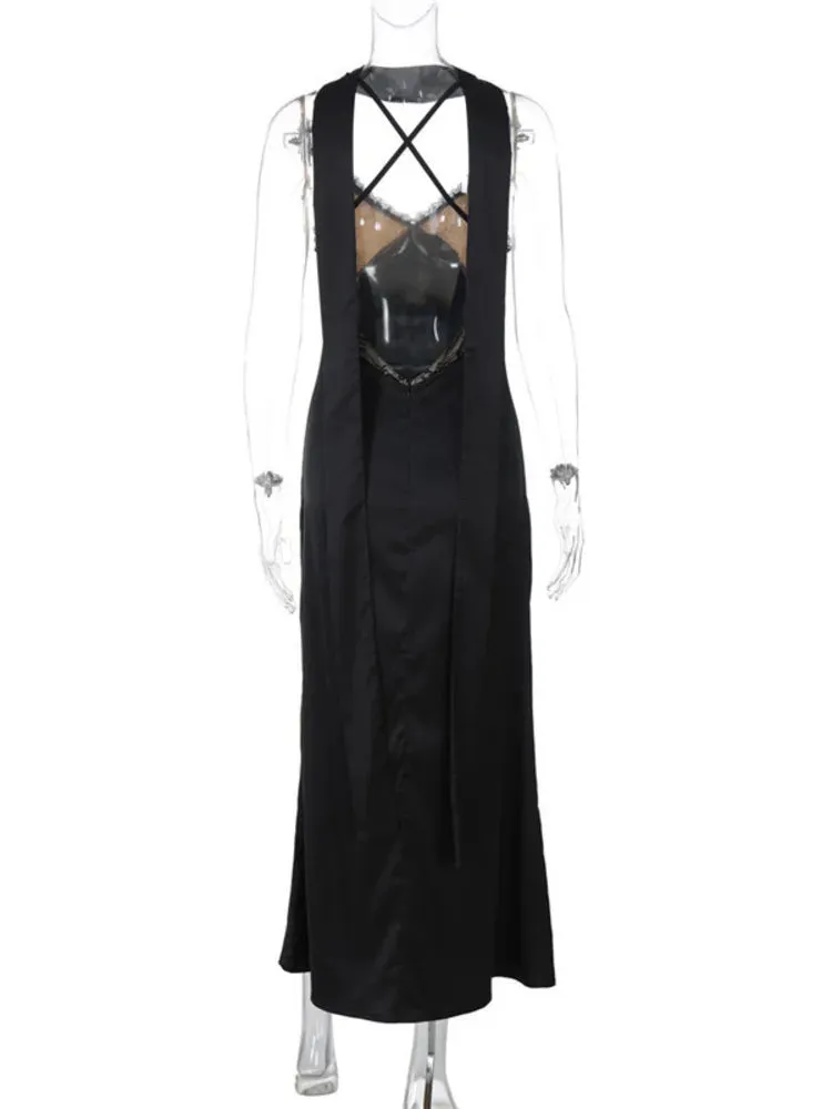 Sophisticated Backless Midi with Scarf Detail
