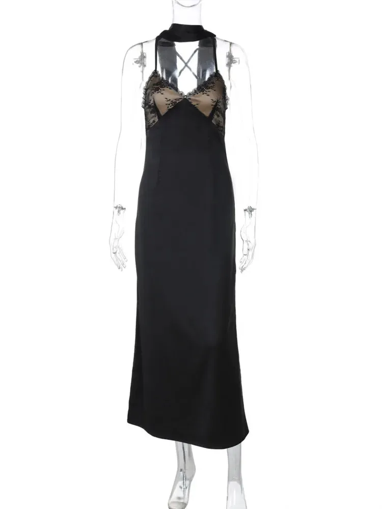 Sophisticated Backless Midi with Scarf Detail