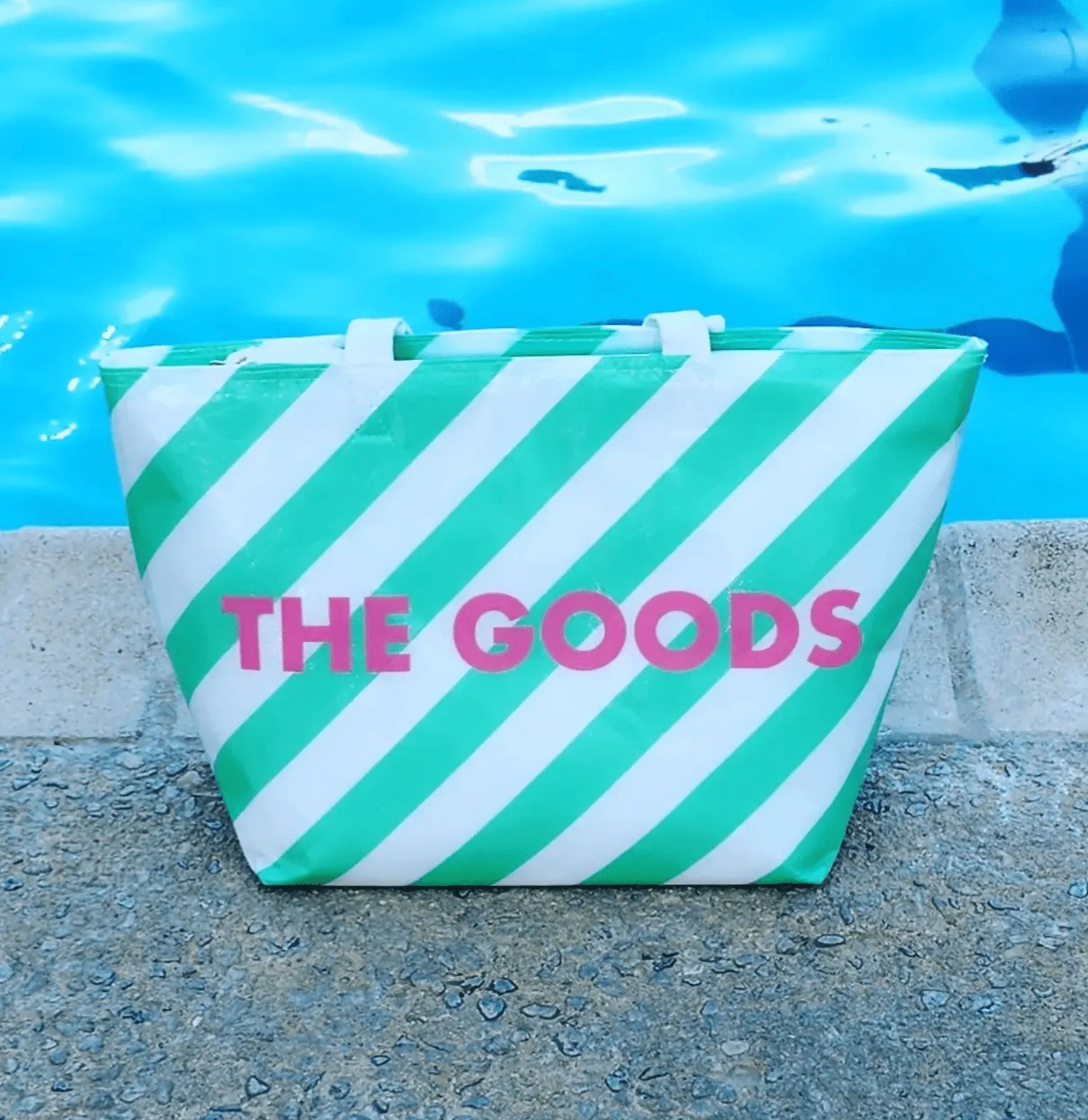 The Bullish Store Cooler Insulated Tote Bag in Green and White Stripes