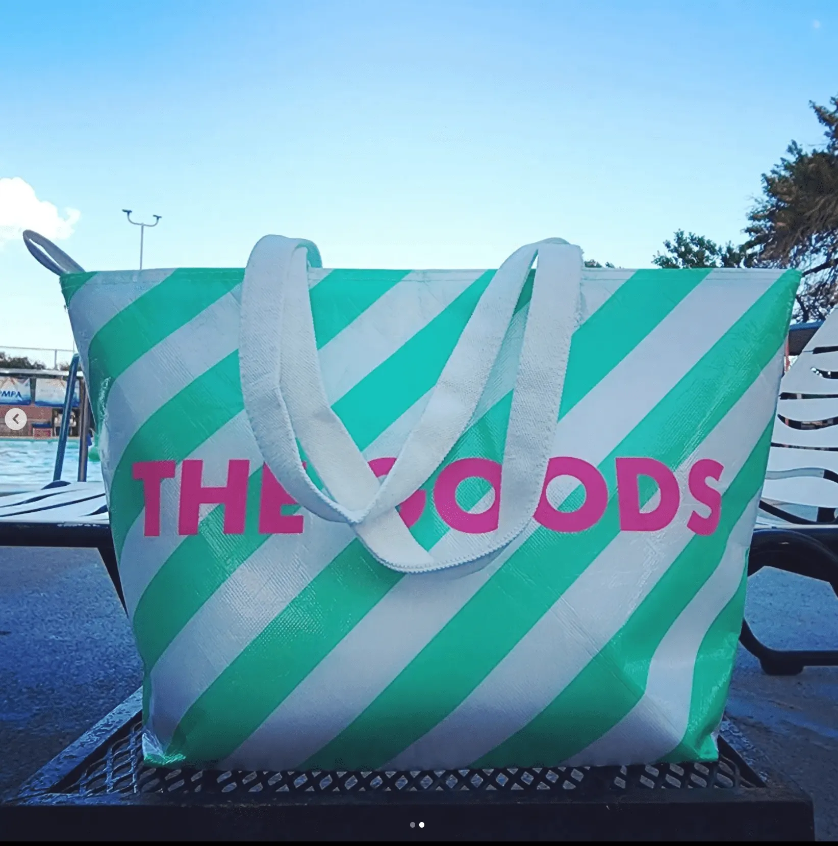 The Bullish Store Cooler Insulated Tote Bag in Green and White Stripes